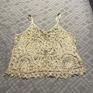 Free People embroidered crocheted tank.